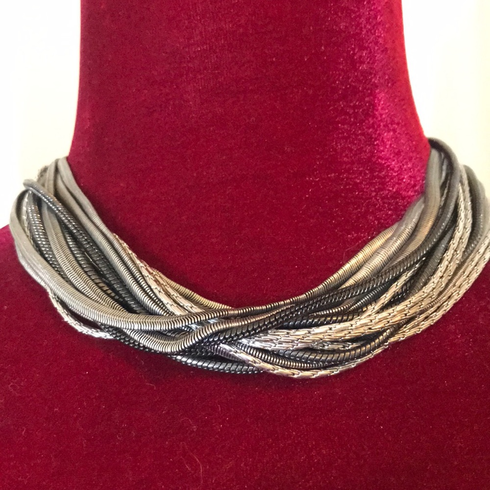 Silver-Tone Multi-Strand Twist Necklace - Women Jewelry